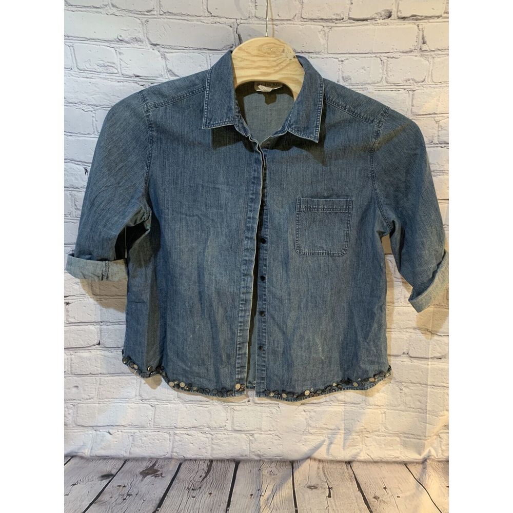 J.Jill Out Of The Blue Top Women's XL Blue Denim Button-Up Long Sleeve Classic